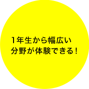 1年生から幅広い分野が体験できる！